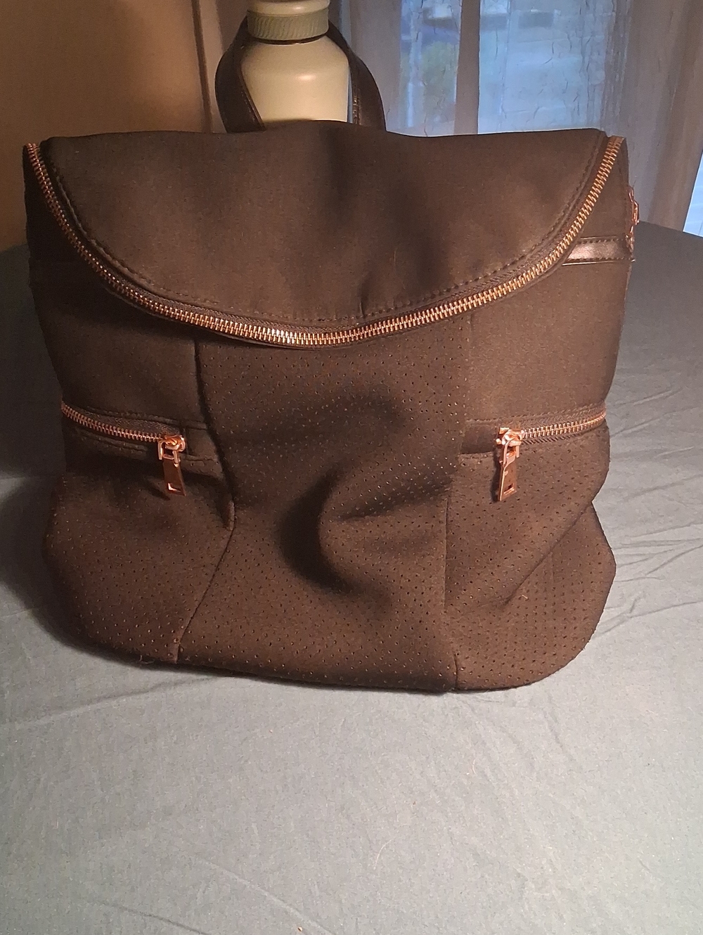 Men's Black Backpack with Rose Gold Zippers